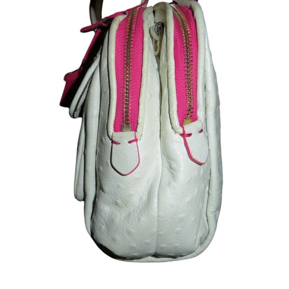 COACH 2014 Madison White Ostrich Embossed Leather  Crossbody Satchel - Picture 3 of 15